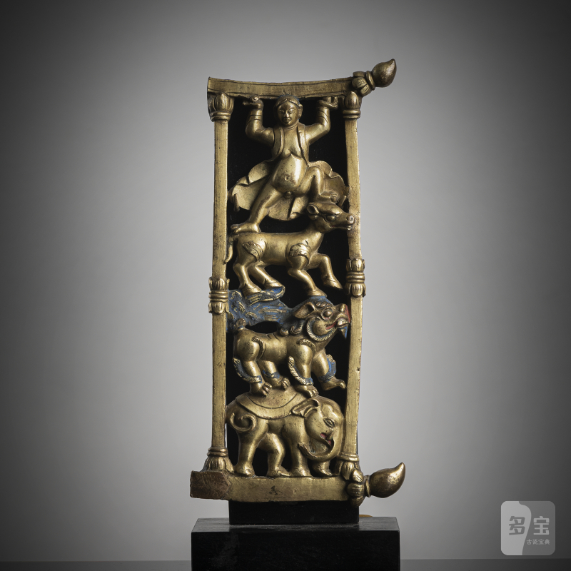 A GILT-BRONZE THRONE SECTION
